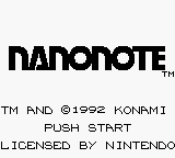 Nanonote title screen for GameBoy
